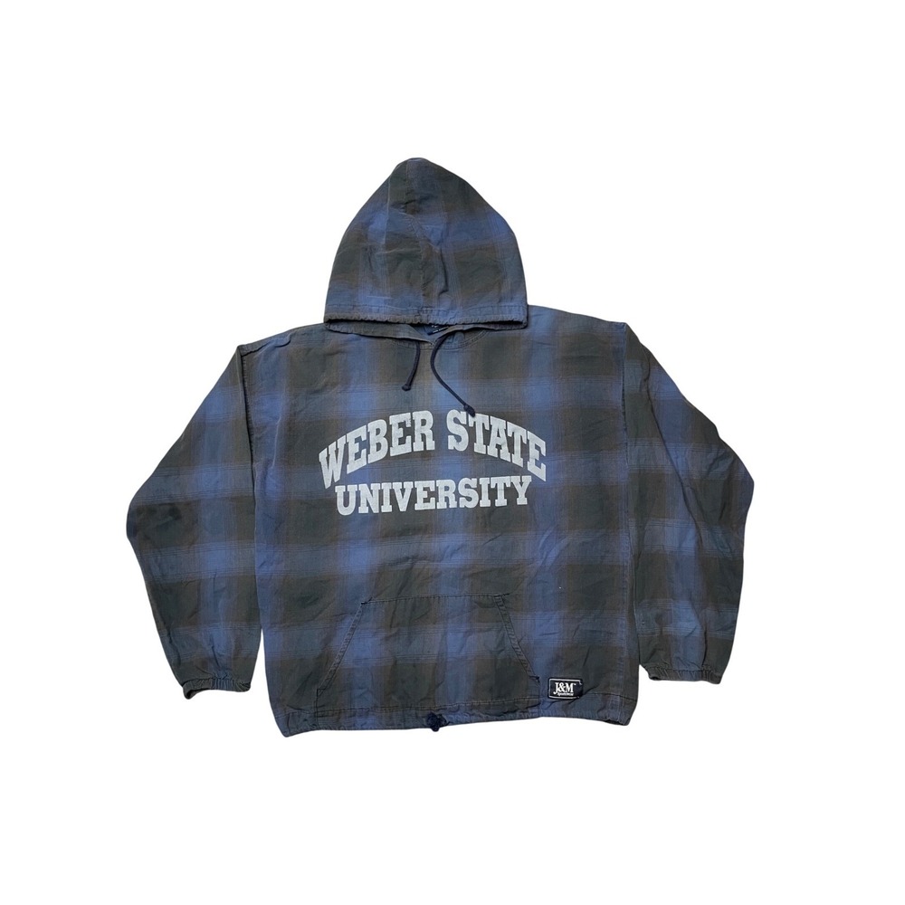Weber State University Plaid Hoodie J&M‎ Sportswear Made in USA Mens Large